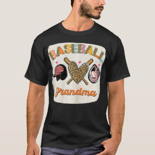 Bleached Baseball Grandma Leopard Love Grandma Mot T-Shirt