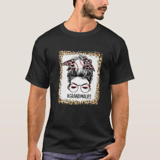 Bleached Baseball Grandma Messy Bun Game Day Mothe T-Shirt