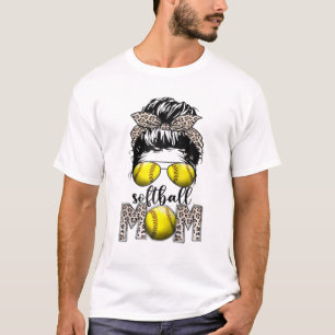 Bleached Baseball Mum Messy Bun Player Mum Mother' T-Shirt