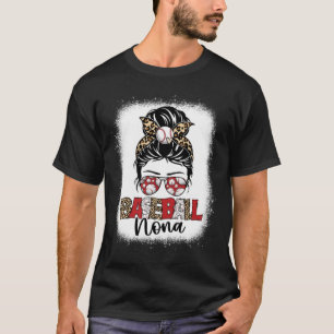 Bleached Baseball Nona Leopard Messy Bun Mothers D T-Shirt