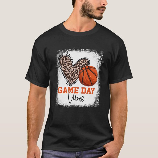 Bleached Basketball Game Day Vibes Basketball Mum  T-Shirt (Front)