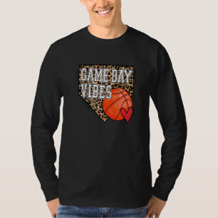 Bleached Basketball Game Day Vibes Leopard Basketb T-Shirt