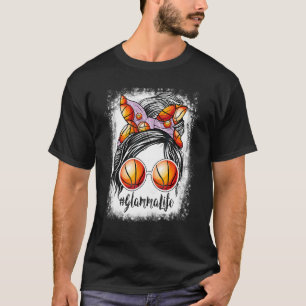 Bleached Basketball Glamma Life Messy Bun Game Day T-Shirt