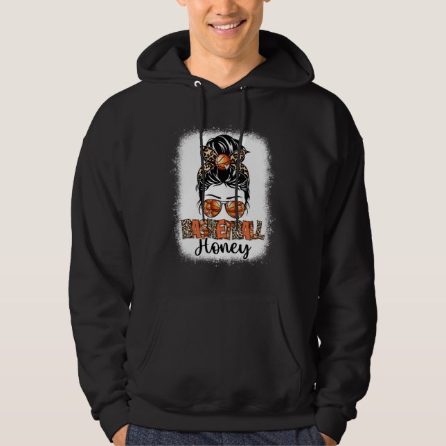 Bleached Basketball Honey Leopard Messy Bun Mother Hoodie (Front)