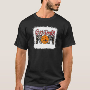 Bleached Basketball Mum Leopard Ball Mum Mothers T-Shirt
