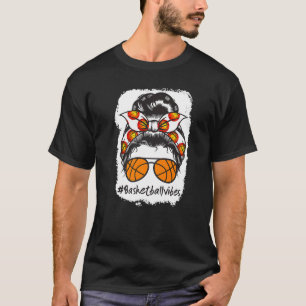 Bleached Basketball Vibes Mum Messy Bun Ball T-Shirt