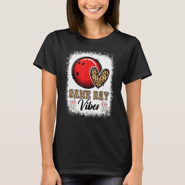 Bleached Bowling Game Day Vibes Bowling Mum Game D T-Shirt (Front)