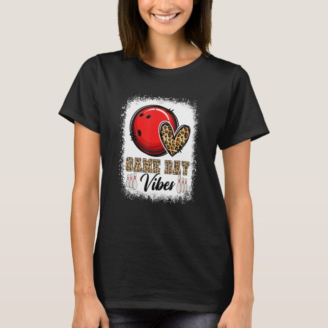 Bleached Bowling Game Day Vibes Bowling Mum Game D T-Shirt (Front)
