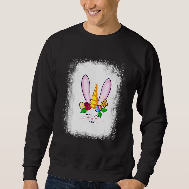 Bleached Bunny Face Leopard Glasses Headband Happy Sweatshirt (Front)
