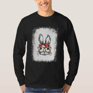 Bleached Bunny Face Leopard Glasses Headband Happy T-Shirt