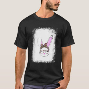 Bleached Bunny Face Leopard Glasses Headband Happy T-Shirt