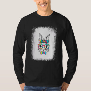 Bleached Bunny Face Leopard Glasses Headband Happy T-Shirt