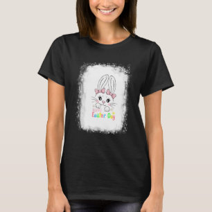 Bleached Bunny Face Leopard Glasses Headband Happy T-Shirt
