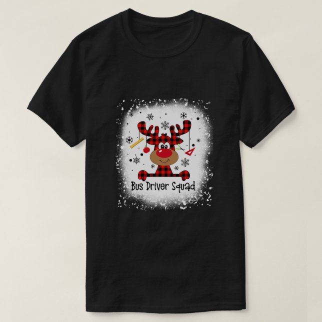 Bleached Bus Driver Squad Reindeer Funny Christmas T-Shirt (Design Front)