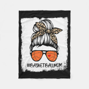 Bleached Bysketbyll Mum Life Leopard Messy Bun Gam Fleece Blanket