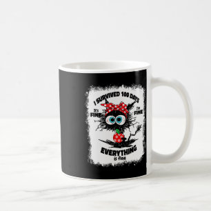 Bleached Cat I Survived 100 Days Of School Its Fin Coffee Mug