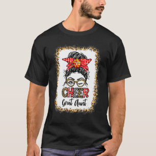 Bleached Cheer Great Aunt Cheerleading Messy Bun L T-Shirt