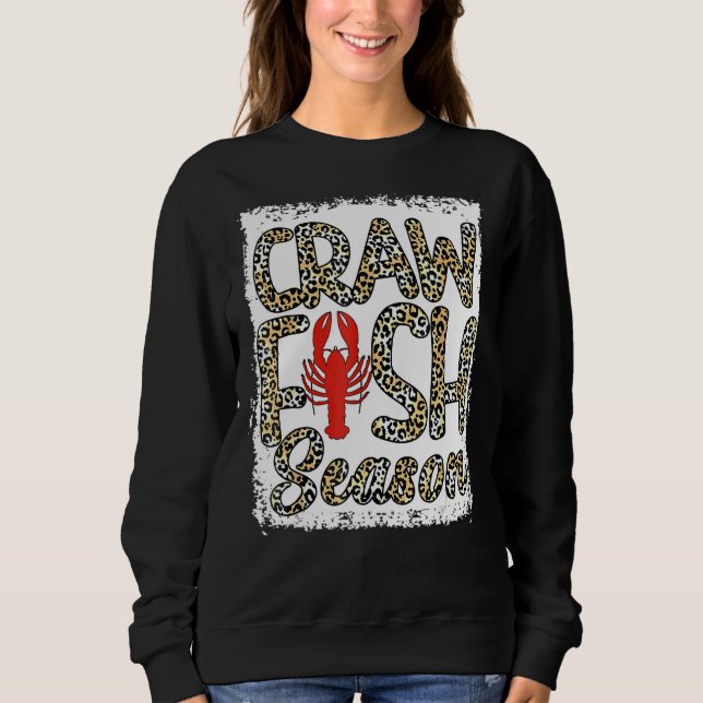 Bleached Craw Fish Season Leopard Crawfish Boil Lo Sweatshirt (Front)