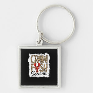 Bleached Crawfish Season Leopard Crawfish Boil Key Ring