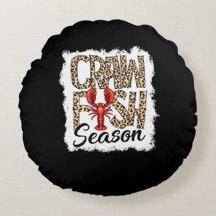 Bleached Crawfish Season Leopard Crawfish Boil Round Cushion