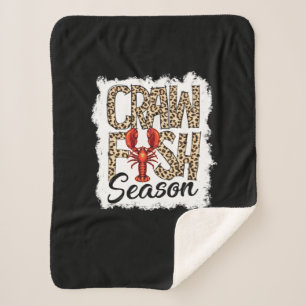 Bleached Crawfish Season Leopard Crawfish Boil Sherpa Blanket