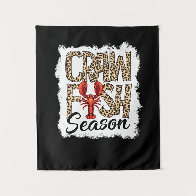 Bleached Crawfish Season Leopard Crawfish Boil Tapestry (Front)