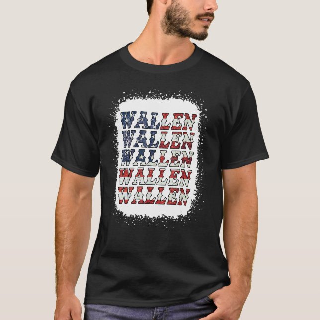 Bleached Cute Wallen American Flag Red White Blue  T-Shirt (Front)