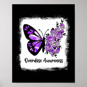 Bleached Daisy Butterfly Purple Ribbon Overdose Aw Poster
