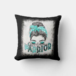 Bleached Dysautonomia Warrior Messy Bun Turquoise  Cushion