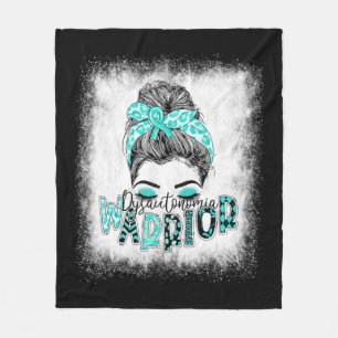 Bleached Dysautonomia Warrior Messy Bun Turquoise Fleece Blanket