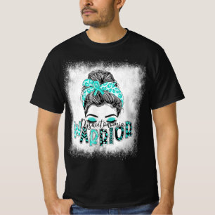 Bleached Dysautonomia Warrior Messy Bun Turquoise  T-Shirt