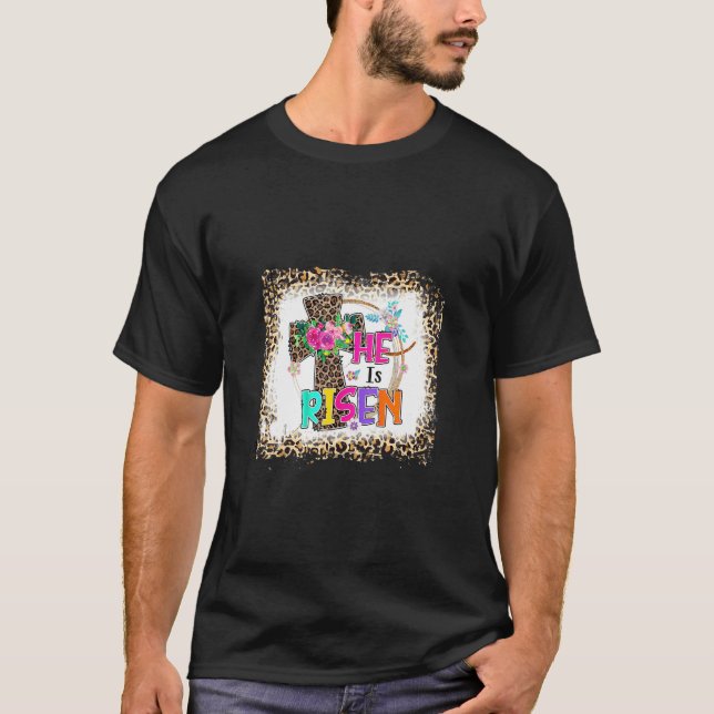 Bleached Easter  For Christian Mum He Is Risen Leo T-Shirt (Front)