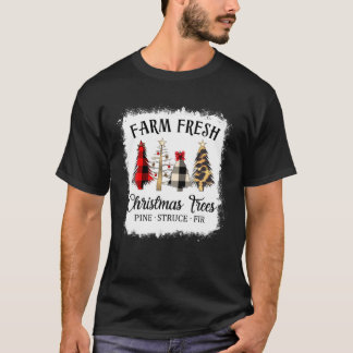 Bleached Farm Fresh Christmas Trees Xmas Gift Chri T-Shirt