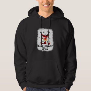 Bleached First Grade Squad Reindeer Funny Teacher Hoodie