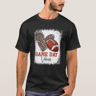 Bleached Football Game Day Vibes Football Mum Moth T-Shirt