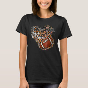 Bleached Football Mom Love Leopard Player Mother's T-Shirt