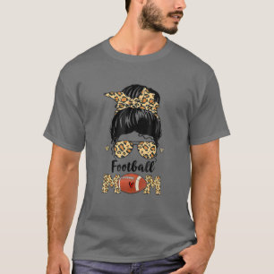 Bleached Football Mum Life With Leopard And Messy T-Shirt