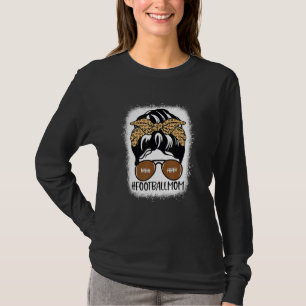 Bleached Football Mum Life With Leopard And Messy T-Shirt