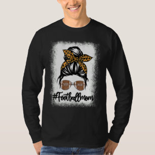 Bleached Football Mum Life With Leopard And Messy T-Shirt