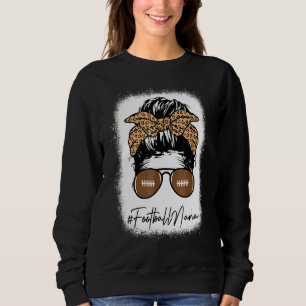 Bleached Football Nana Life With Leopard Messy Bun Sweatshirt