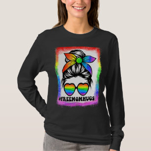 Bleached Free Mum Hugs Rainbow Heart Lgbt Pride Me T-Shirt