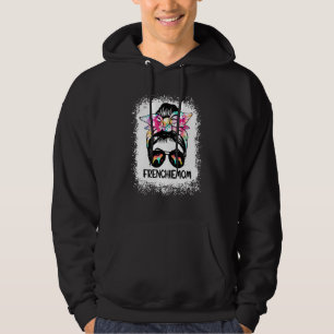 Bleached Frenchie Mum Messy Bun Hair Colourful Dog Hoodie