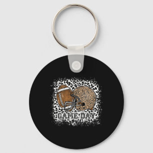 Bleached Game Day Leopard Football Helmet Sport Mo Key Ring