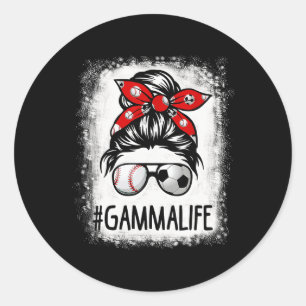 Bleached Gamma Life Soccer Messy Bun Bysebyll Game Classic Round Sticker