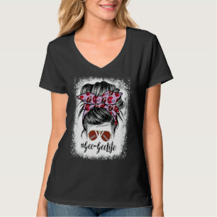 Bleached Gee Gee Life Messy Bun Football Player T-Shirt