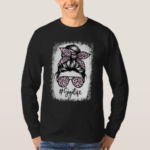 Bleached Gigi Life Messy Bun Leopard Print Mothers T-Shirt