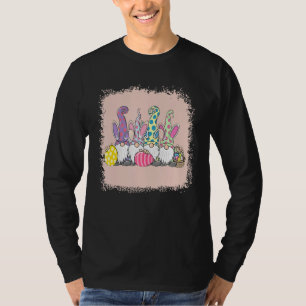 Bleached Gnome Bunnies Egg Hunting Basket Happy Ea T-Shirt
