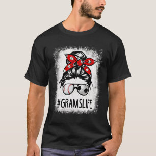 Bleached Grams Life Soccer Messy Bun Bysebyll Game T-Shirt