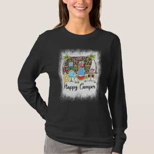 Bleached Happy Camper Summer Gnomes Beach Life Ca T-Shirt