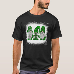 Bleached Happy St Patrick S Day Three Gnomes Shamr T-Shirt